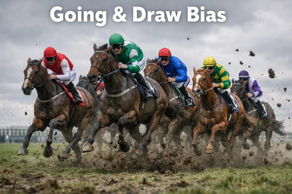 Going and draw bias in UK horse racing with horses running on soft turf at a British racecourse
